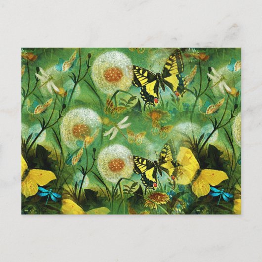 Mooie Wilde Bloemen en Vlinders Natuur Briefkaart (Voorkant)