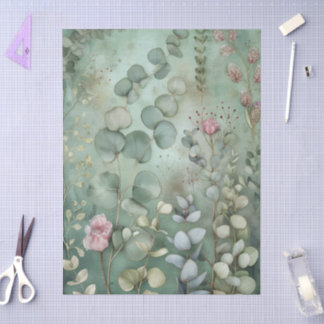 Mooie Wilde Bloemen Eucalyptusbladeren Decoupage Tissuepapier