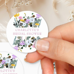 Mooie wilde bloemen gazon bruiloft feest ronde sticker