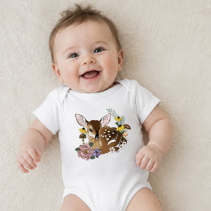Mooie Wilde Bloemen Lichtblauwe Baby Herten Boslan Romper