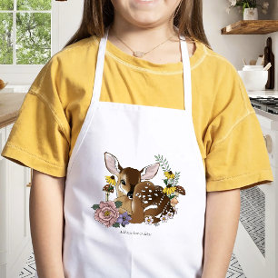 Mooie Wilde Bloemen Lichtblauwe Baby Ree Bosgrond Kinder Schort
