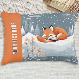 Mooie Wilde Natuur Winter Vos in Sneeuw Slapend Kn Accent Kussen