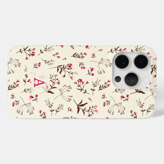Mooie Wildflower Initiaal stijlvol Case-Mate iPhone Case (Achterkant (horizontaal))