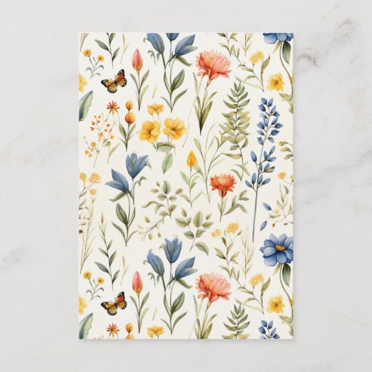 Mooie Wildflower Natuur Bloemen bruiloft Details Informatiekaartje (Achterkant)