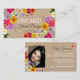 Mooie Wildflowers Elegant Gouden Beige met Foto Visitekaartje