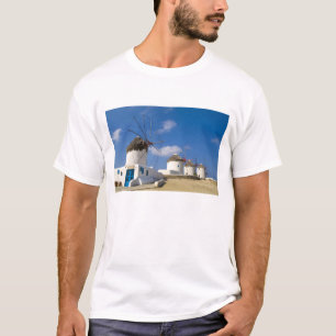 Mooie windmolens op het eiland Mykonos, T-shirt
