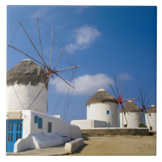 Mooie windmolens op het eiland Mykonos, Tegeltje (Voorkant)