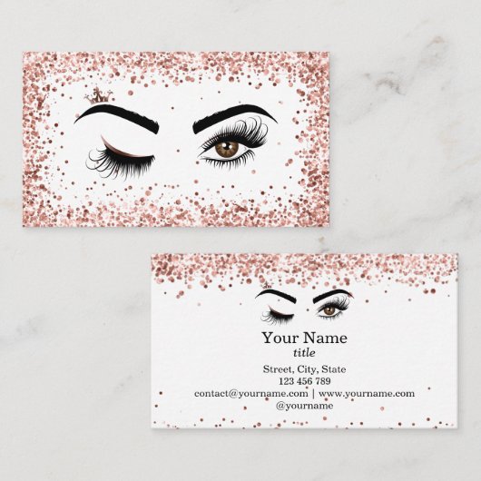 Mooie wink ogen en wenkbrauwen lange wimpers visitekaartje (Voorkant / Achterkant)