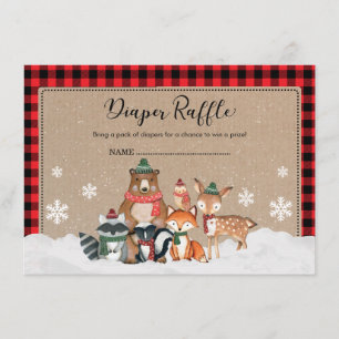 Mooie Winter Bos Houthakker Baby Luier Raffle Informatiekaartje
