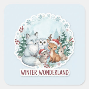 Mooie Winter Bosdieren Zazzle Cadeau Vierkante Sticker