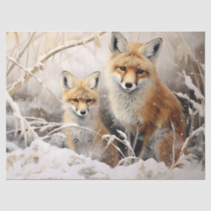 Mooie Winter Fox Decoupage Tissue Papier