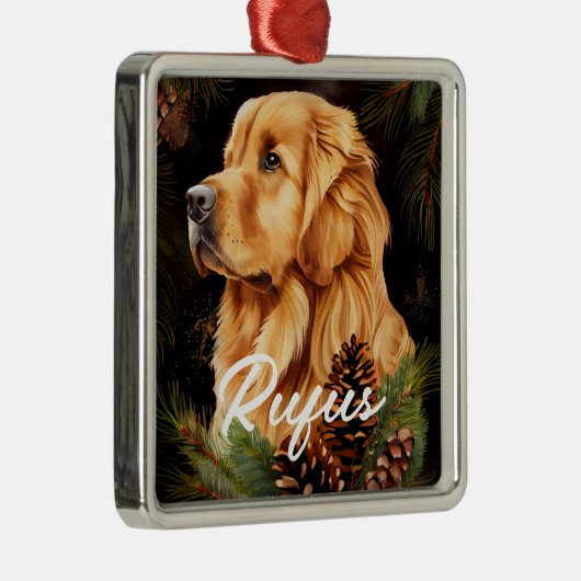 MOOIE WINTER GOUDEN RETRIEVER HOND METALEN ORNAMENT (Rechts)