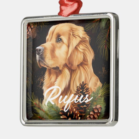 MOOIE WINTER GOUDEN RETRIEVER HOND METALEN ORNAMENT (Links)