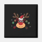 Mooie winter rode buffel geruite springende herten magneet (Voorkant)