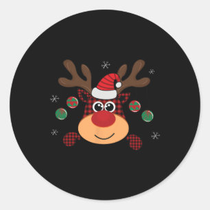 Mooie winter rode buffel geruite springende herten ronde sticker