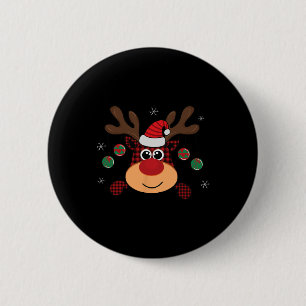 Mooie winter rode buffelplaid springende herten  ronde button 5,7 cm