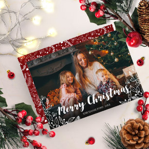 Mooie winterblad foto Prettig kerstfeest Kaart