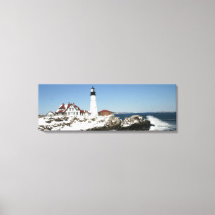 Mooie winterdag bij Portland Head Light Canvas Afdruk