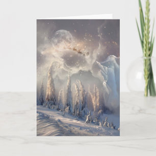 Mooie winterkerstscène tijdens het vliegen feestdagen kaart