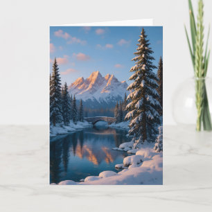Mooie winterlandschap met besneeuwde bergen feestdagen kaart