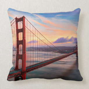 Mooie winterzonsondergang bij Golden Gate Bridge Kussen