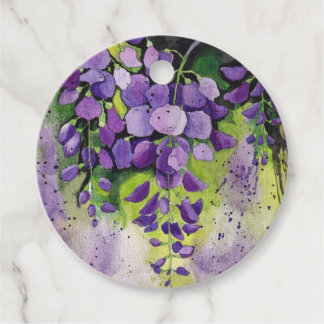 Mooie wisterbloemen in de Waterverf Bedankjes Labels