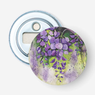 Mooie wisterbloemen in de Waterverf Button Flesopener