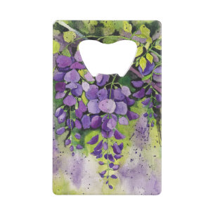 Mooie wisterbloemen in de Waterverf Kredietkaart Flessenopener