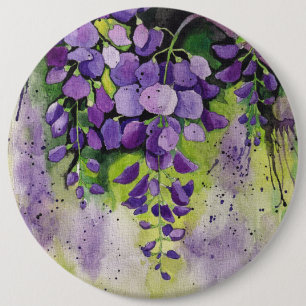 Mooie wisterbloemen in de Waterverf Ronde Button 6,0 Cm