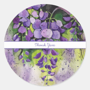 Mooie wisterbloemen in de Waterverf Ronde Sticker