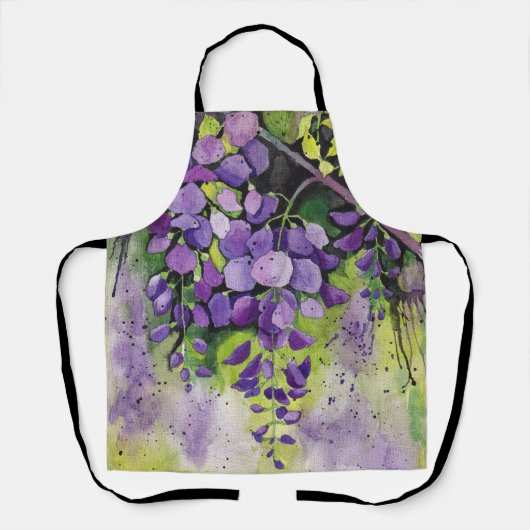Mooie wisterbloemen in de Waterverf Schort (Voorkant)
