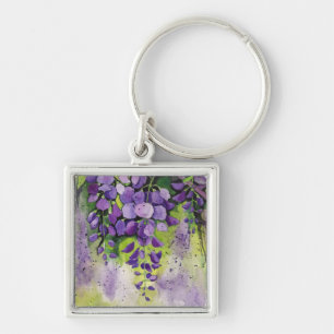Mooie wisterbloemen in de Waterverf  Sleutelhanger