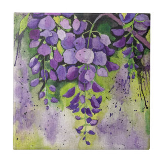 Mooie wisterbloemen in de Waterverf Tegeltje