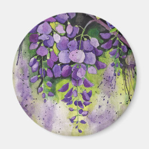 Mooie wisterbloemen in Waterverf Magnet Magneet
