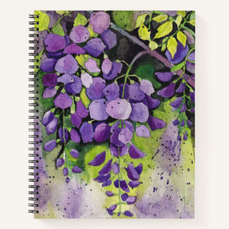 Mooie Wisteria bloemen in Waterverf notebook Notitieboek