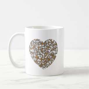 Mooie wit en goud marmeren textuur hart koffiemok