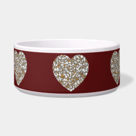 Mooie wit en goud marmeren textuur hart voerbakje