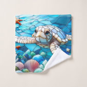 Mooie witte Baby Zeeen schildpad zwemmen Bad Handdoek (Wasdoekje)