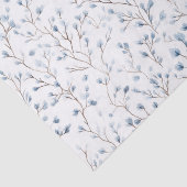 Mooie Witte Blauwe Bloemige Bruidsdouche Tissuepapier (Detail)