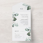 Mooie Witte Bloem- en Groenhuwelijk All In One Uitnodiging (Binnen)