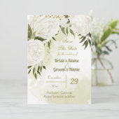 mooie witte bloemen groene bladeren botanische save the date (Staand voorkant)
