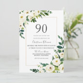 Mooie witte bloemen met Lijst 90e verjaardag Kaart (Staand voorkant)