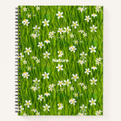 Mooie witte bloemen op groene bladeren notitieboek (Voorkant)