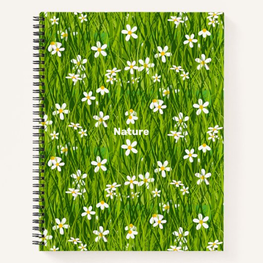 Mooie witte bloemen op groene bladeren notitieboek (Voorkant)