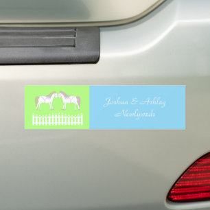 Mooie witte bruiloft paarden op maat bumpersticker