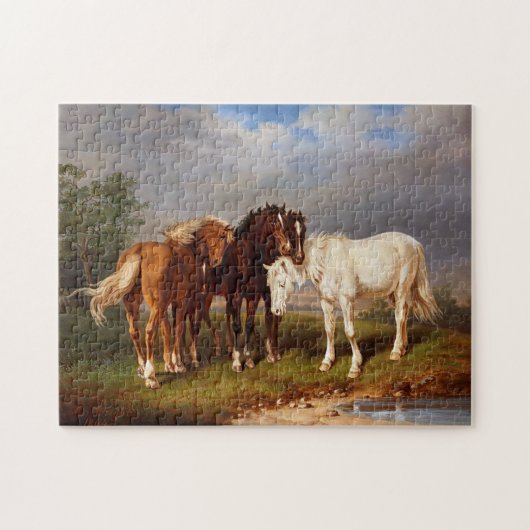  mooie witte bruine paarden legpuzzel (Horizontaal)