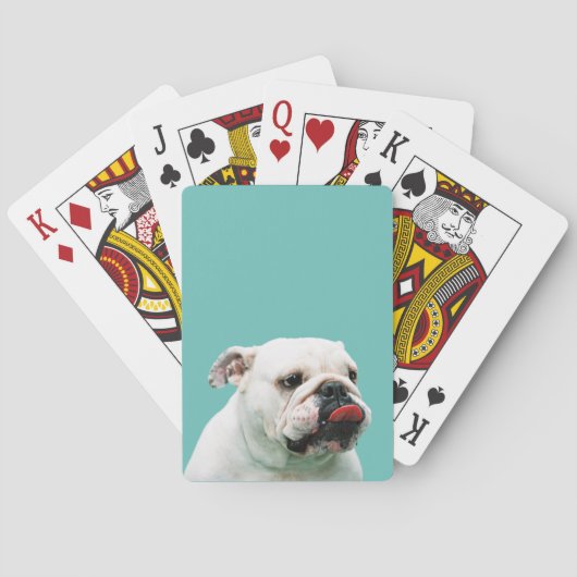 Mooie witte Bulldog Pokerkaarten (Achterkant)