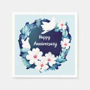 Mooie Witte Doves Floral Wreath Servet