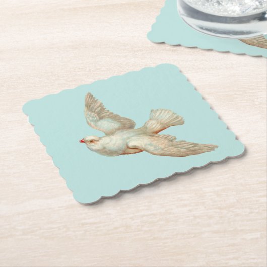mooie witte duif kartonnen onderzetters (Gebogen)