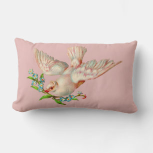 mooie witte duif met kraag in zijn mond kussen